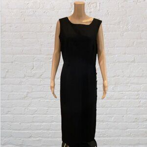 NEW YORK STUDIO -- Maxi Dress, Black Linen with Side Buttons, Sleeveless, Lined